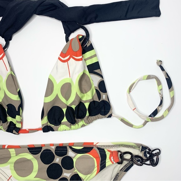 L*Space | Circle Pattern Triangle Bikini & Bottom w/ Dark Gray Hardware - XS/S - Picture 3 of 7